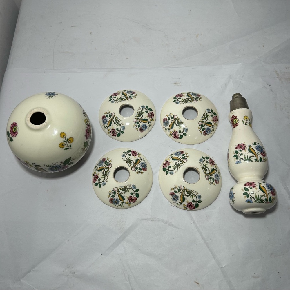 vintage ceramic chandelier lamp parts Peacock with Flowers Colorful Floral Bird